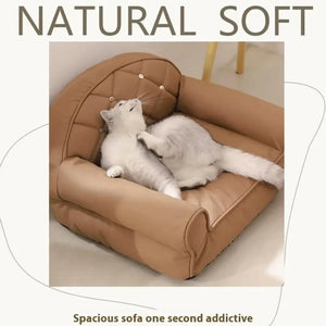 Luxury Leather Pet Sofa Bed Waterproof & Easy-Clean Design
