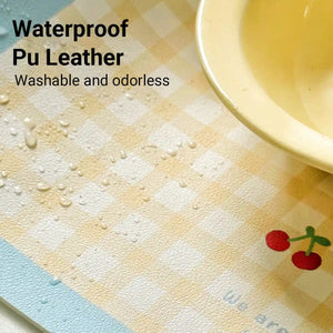 Waterproof Pet Feeding Mat for Cats and Dogs Non-Slip PU Leather Placemat