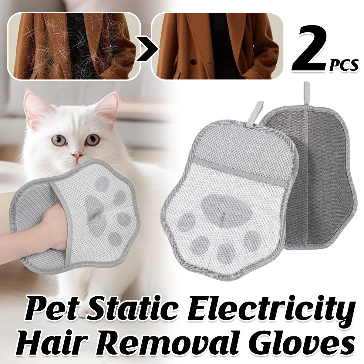 Pet Hair Removal Gloves (2PCS)