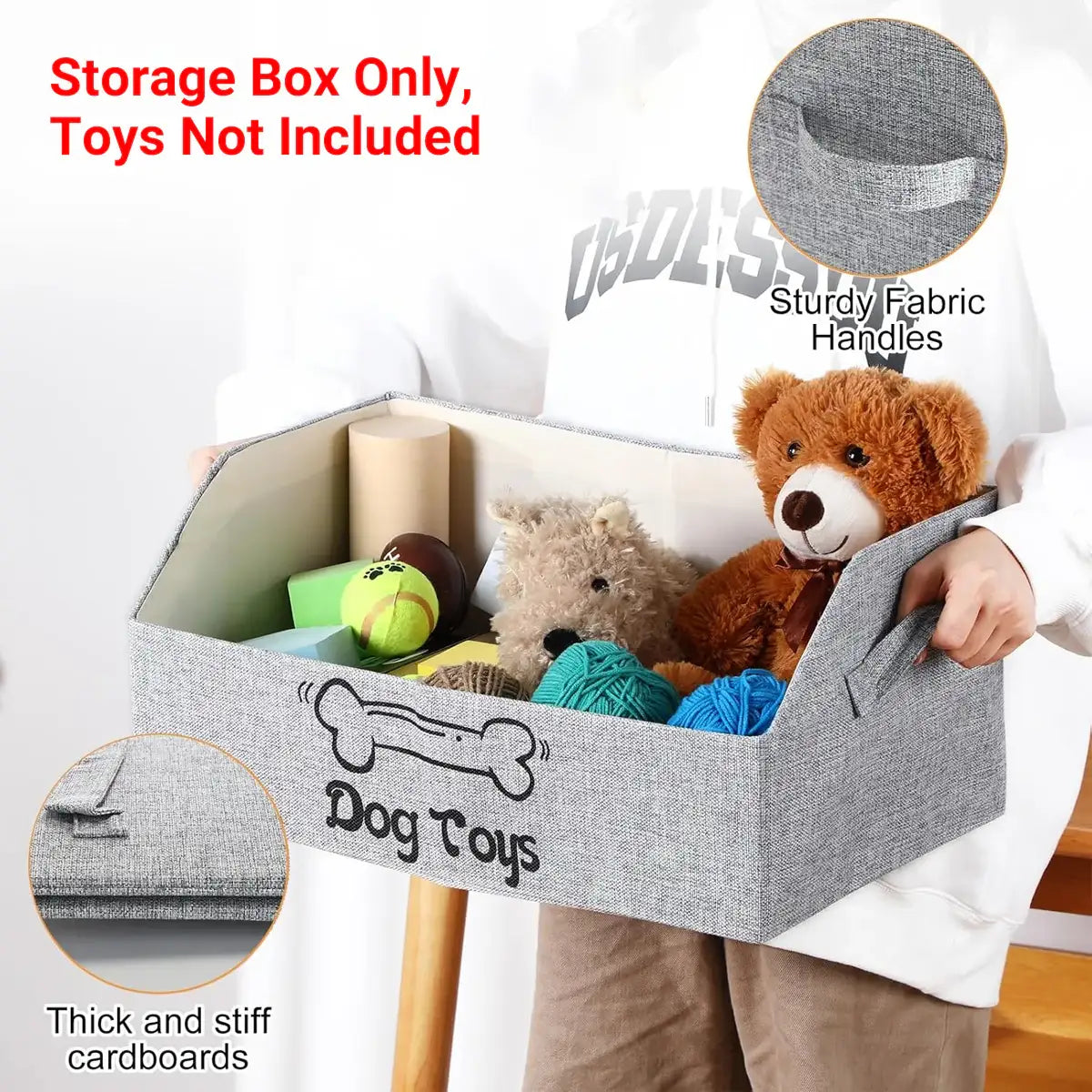 Foldable Pet Toy Storage Box with Handles for Cats & Dogs