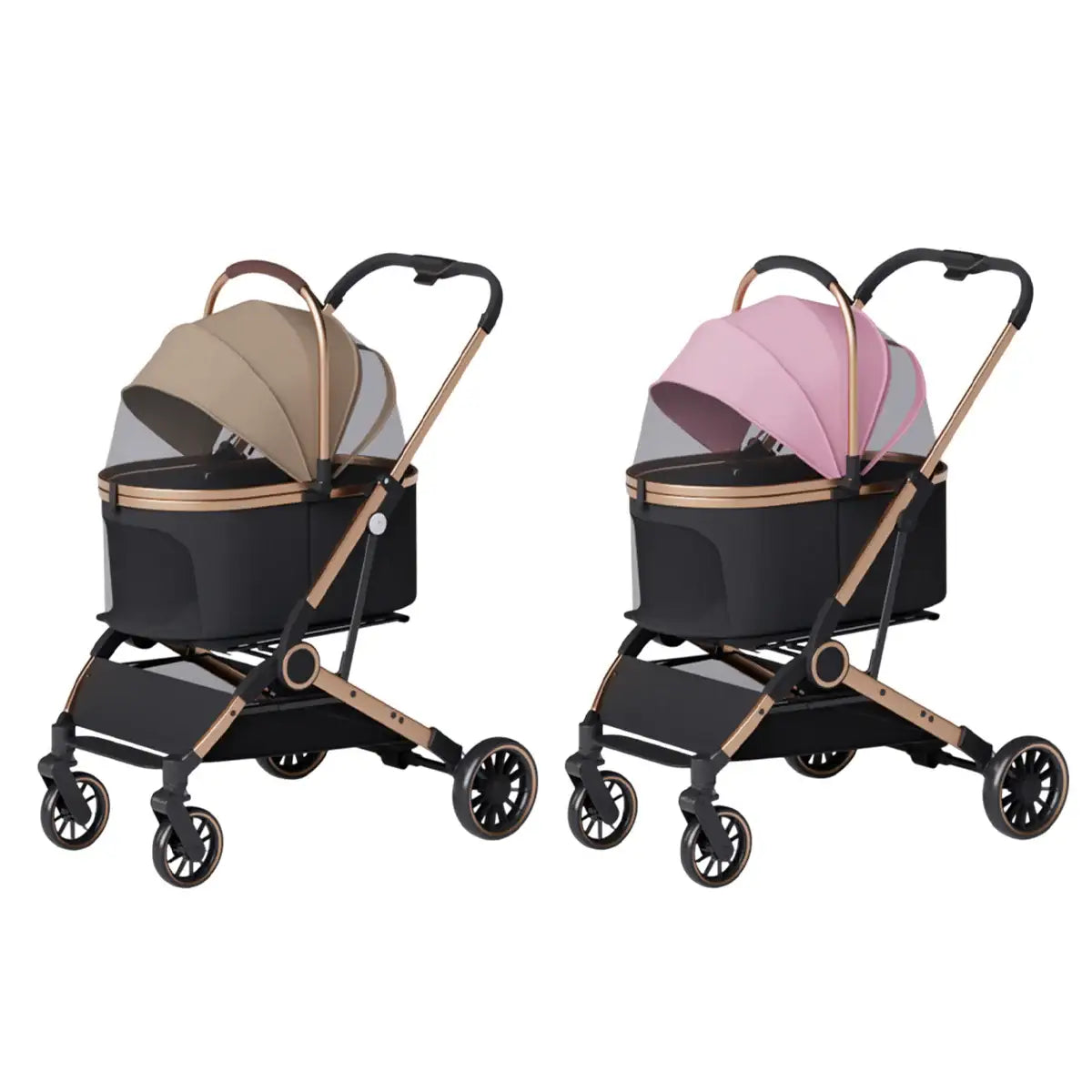 Luxury Foldable Pet Stroller with Detachable Carrier 2-in-1 Design
