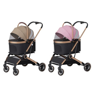 Luxury Foldable Pet Stroller with Detachable Carrier 2-in-1 Design
