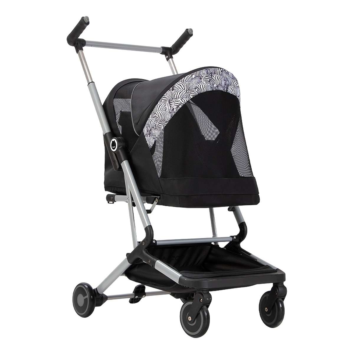Black Compact Pet Stroller with Folding Frame