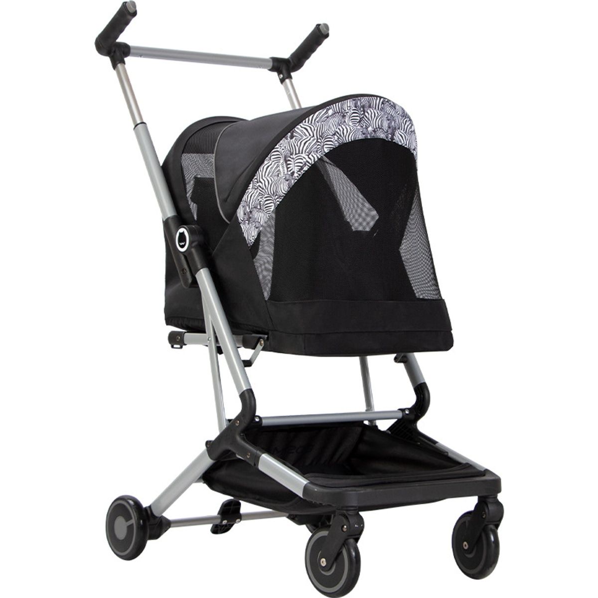 Black Compact Pet Stroller with Folding Frame