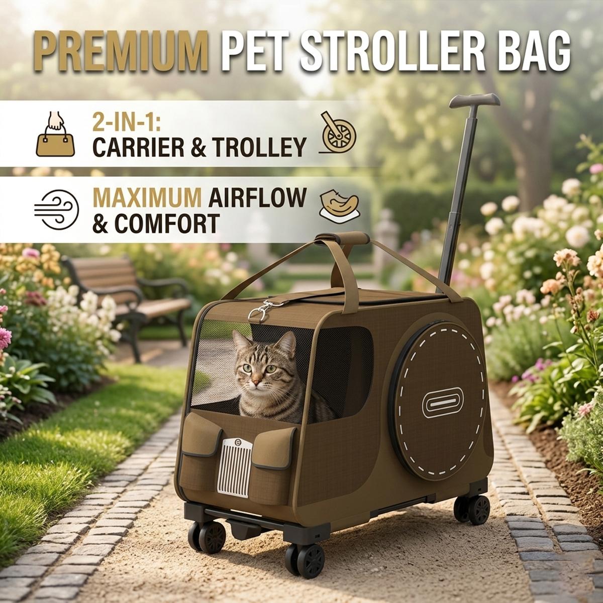 Pet Stroller Bag - Kitten & Dog Shoulder Carrier Handbag
