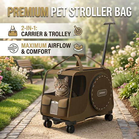 Shoulder pet carrier bag for cats and small dogs in coffee or blue