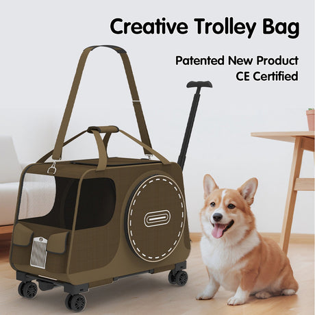 Shoulder pet carrier bag for cats and small dogs in coffee or blue – product view 5