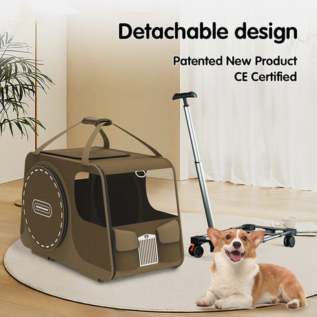Shoulder pet carrier bag for cats and small dogs in coffee or blue – product view 6