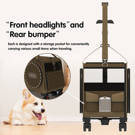 Shoulder pet carrier bag for cats and small dogs in coffee or blue – product view 7