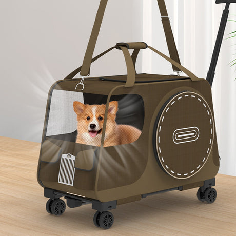 Shoulder pet carrier bag for cats and small dogs in coffee or blue – product view 12