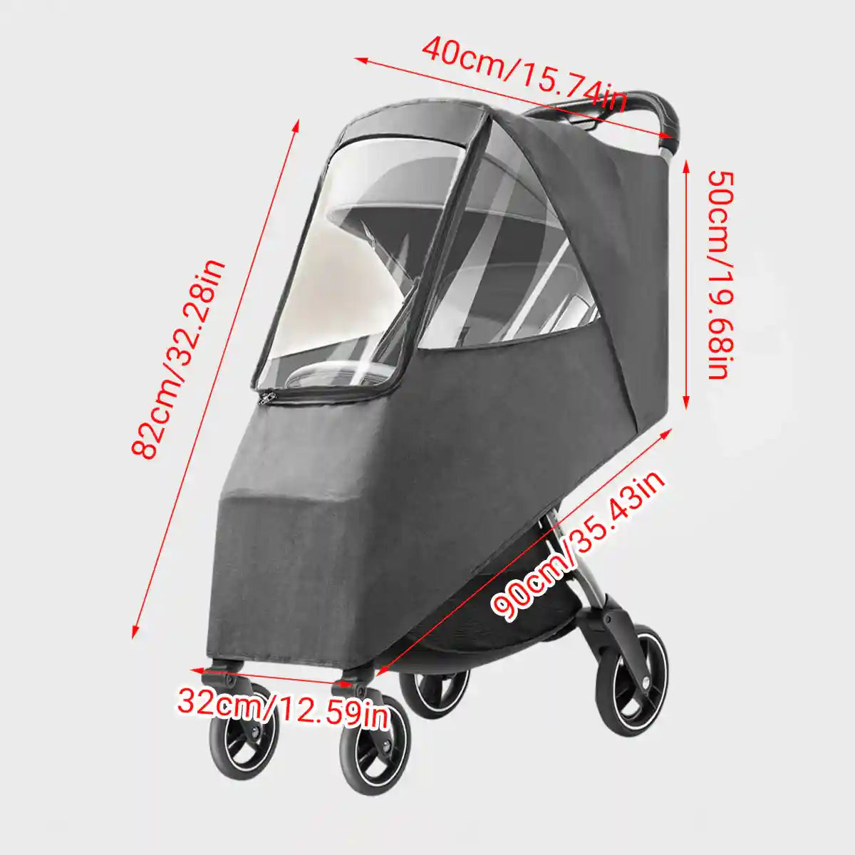 Pet Stroller Rain Cover with 270° View and Front Access Door
