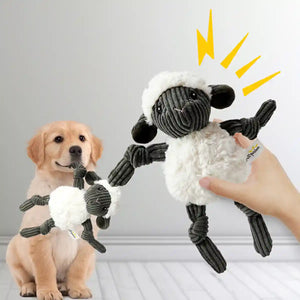 Lamb Shape Pet Chew Toy with Squeaker Soft PP Cotton for Dogs