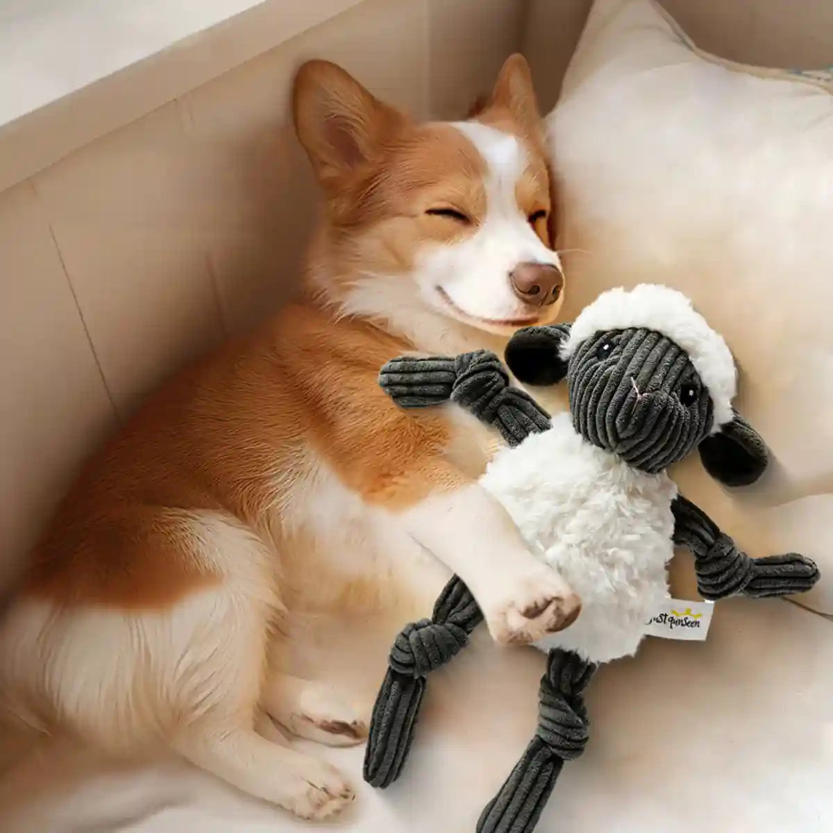 Lamb Shape Pet Chew Toy with Squeaker Soft PP Cotton for Dogs