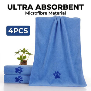 4-Piece Microfibre Pet Towel Set for Dogs and Cats