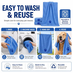 4-Piece Microfibre Pet Towel Set for Dogs and Cats