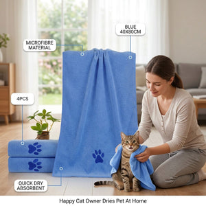4-Piece Microfibre Pet Towel Set for Dogs and Cats