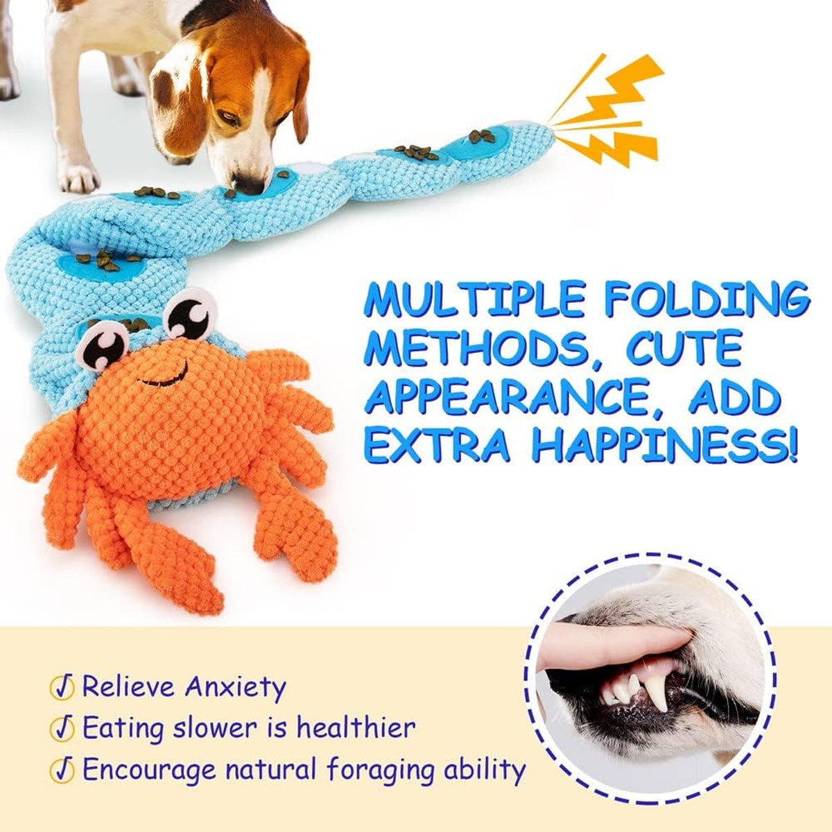 Crab Dog Snuffle Toy Sniffing Mat 31.4in Nose-Work Enrichment