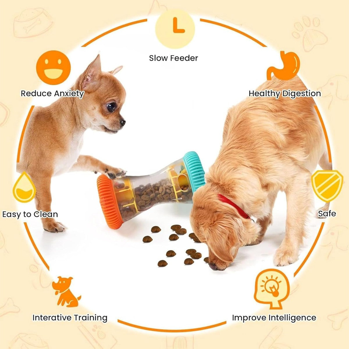 Interactive Dog Treat Dispenser Toy, Slow Feeder Puzzle