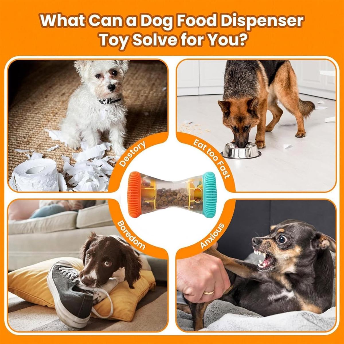 Interactive Dog Treat Dispenser Toy, Slow Feeder Puzzle