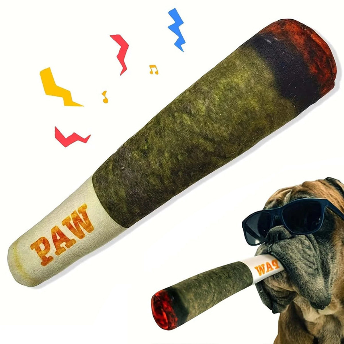 Funny Cigarette Dog Squeaky Toy Plush Chew Toy