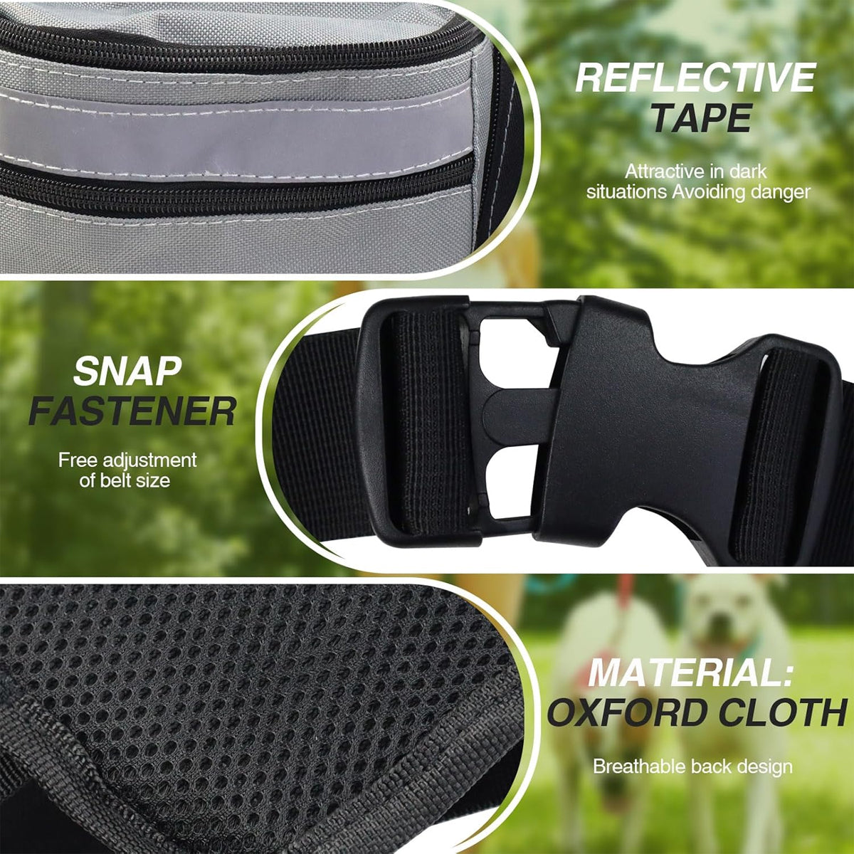 Dog Treat Pouch Adjustable Dog Walking Waist Bag with Pockets