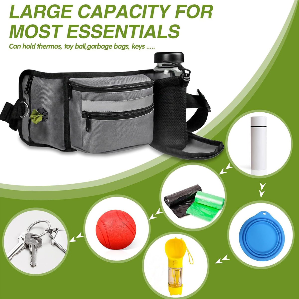 Dog Treat Pouch Adjustable Dog Walking Waist Bag with Pockets