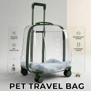 Transparent Pet Trolley Carrier with Wheels for Cats & Small Dogs