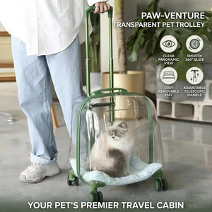 Transparent Pet Trolley Carrier with Wheels for Cats & Small Dogs