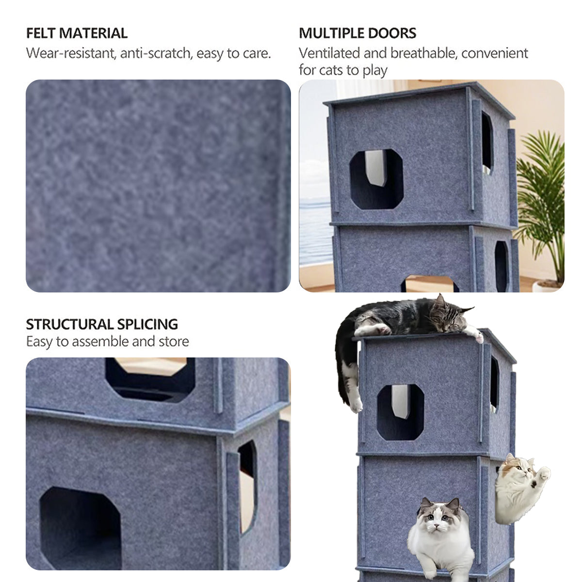 Felt Cat Bed Stacking Game Tower