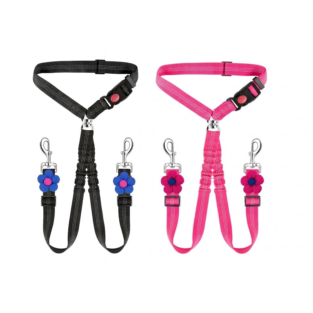 Adjustable Dual Dog Leash Car Seat Belt Strap