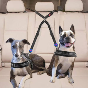 Adjustable Dual Dog Leash Car Seat Belt Strap