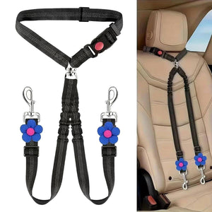 Adjustable Dual Dog Leash Car Seat Belt Strap