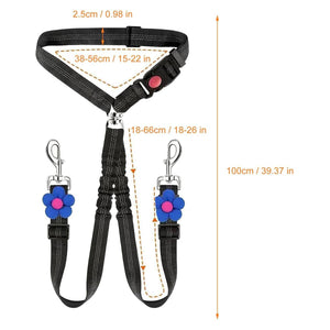 Adjustable Dual Dog Leash Car Seat Belt Strap