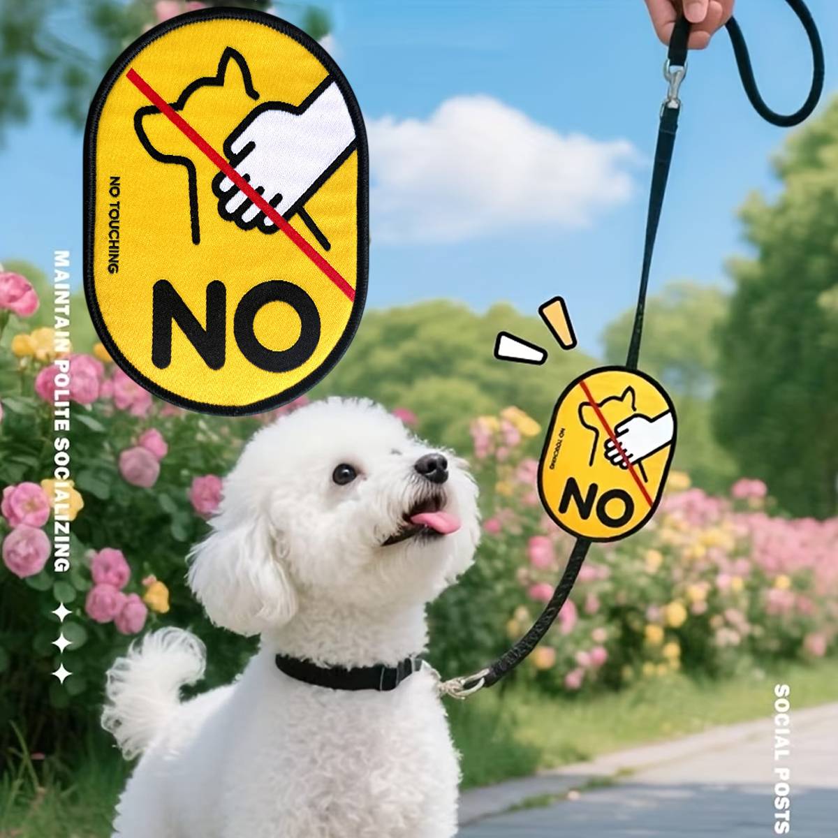 Dog Warning Tags No Touching Leash Patch