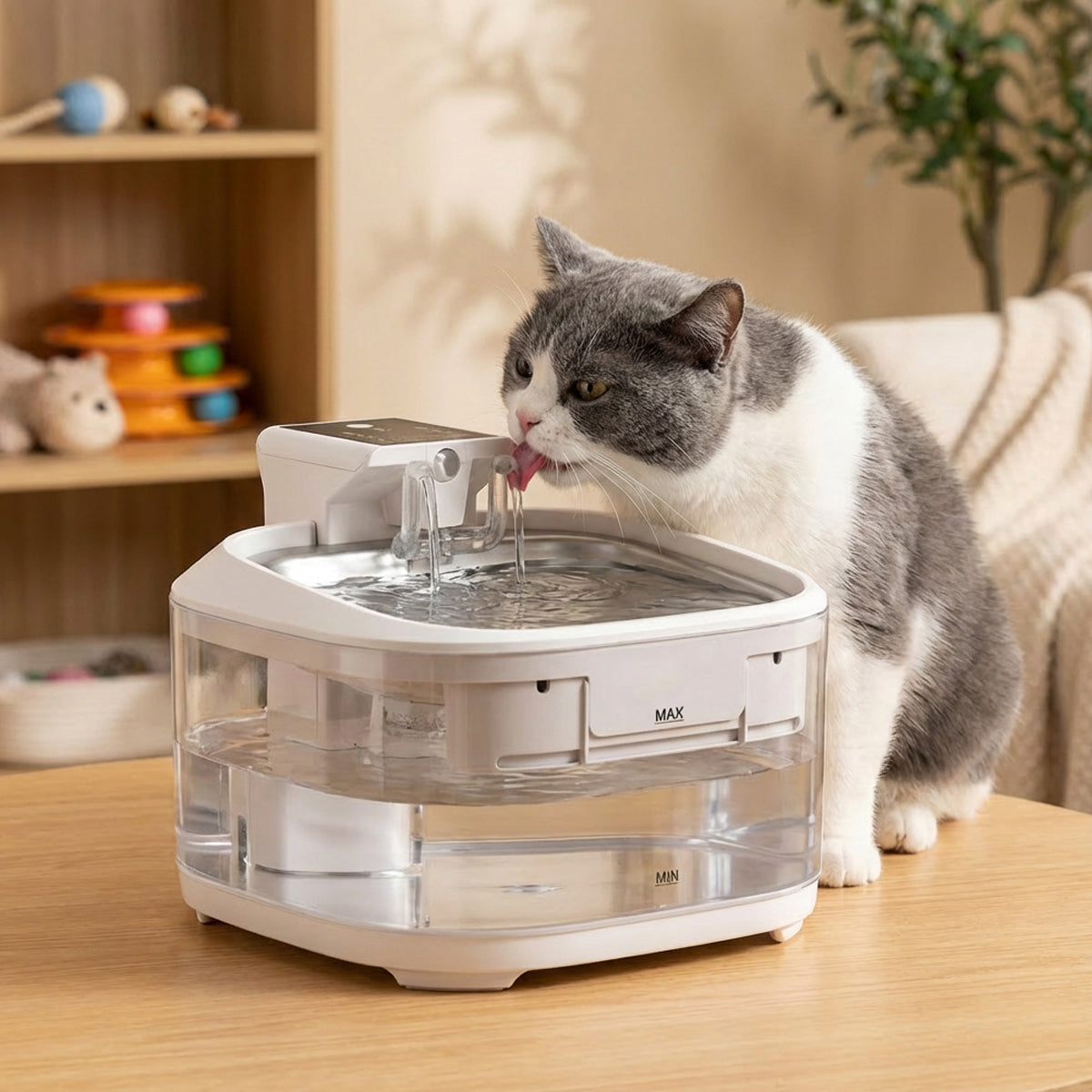Smart Pet Water Fountain with Stainless Steel Tray