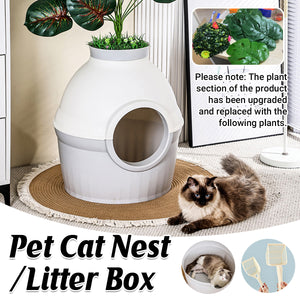2 in 1 Cat Bed and Litter Box Flower Pot Style for Indoor Pet House Toilet