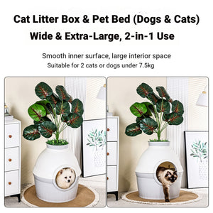 2 in 1 Cat Bed and Litter Box Flower Pot Style for Indoor Pet House Toilet