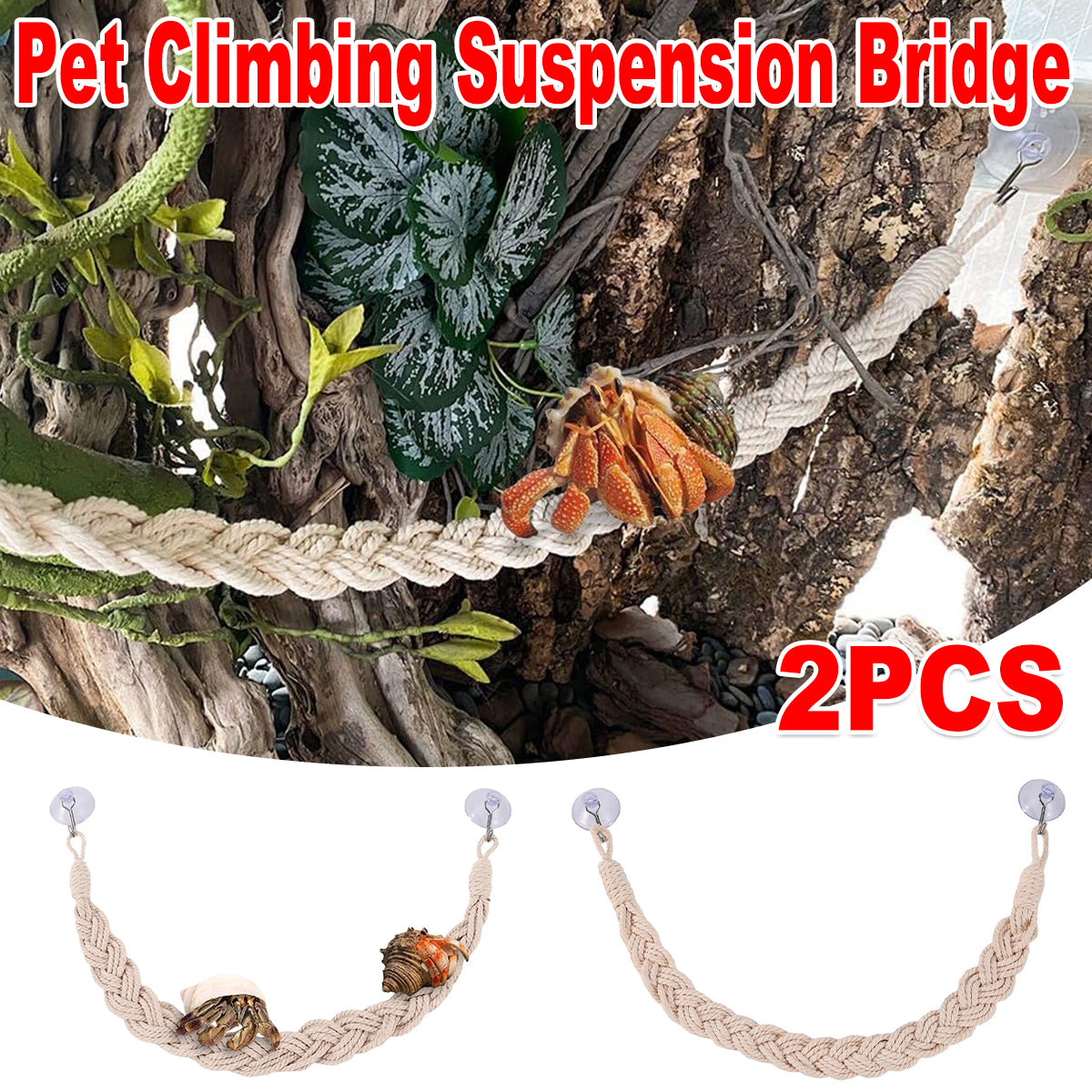 Pet Climbing Suspension Bridge 2PCS Rope Ladder for Hermit Crabs & Reptiles