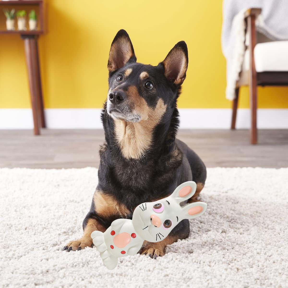 Durable Latex Dog Chew Toy Bunny Squeaky Toy for Dental Wellness