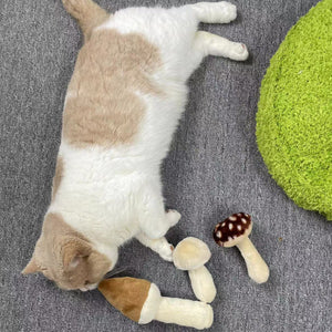 Mushroom Plush Pet Bed with Chew Toys for Small Cats and Dogs