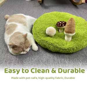 Mushroom Plush Pet Bed with Chew Toys for Small Cats and Dogs