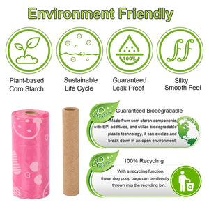 Leak-Proof & Eco-Friendly Biodegradable Pet Poop Bags 8 Rolls