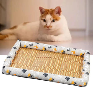 Breathable Rattan Summer Bed Comfortable & Cool Cooling Pet Mat