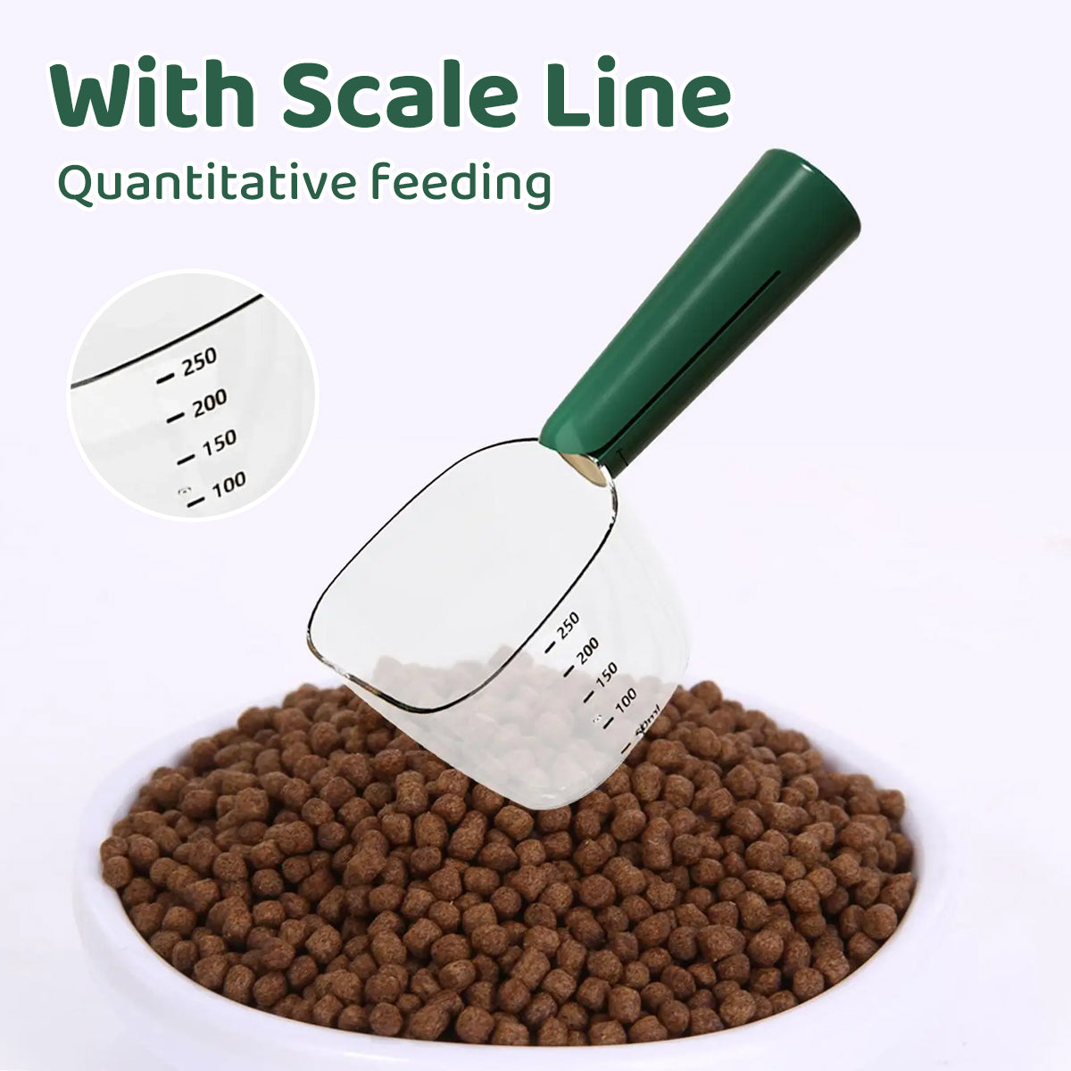 Pet Food Measuring Spoon with Clip Handle Precise 90–120g Scoop
