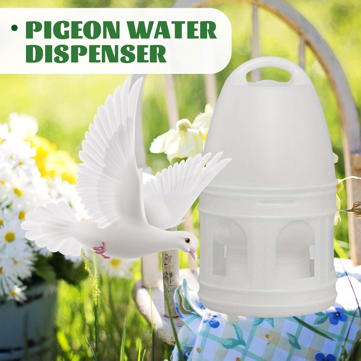 3L Automatic Bird Waterer Large Capacity Dispenser for Pigeons & Parrots