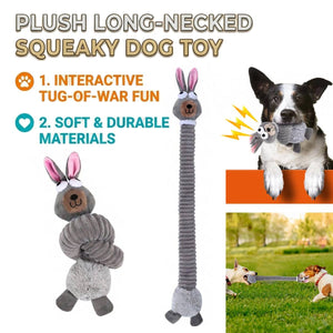 Plush Long Necked Squeaky Dog Toy Rabbit Interactive Tug of War Chew Toy