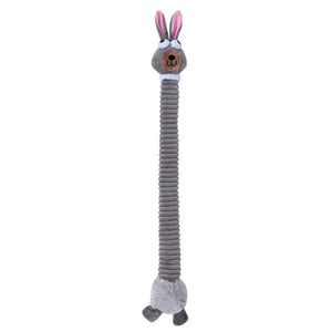 Plush Long Necked Squeaky Dog Toy Rabbit Interactive Tug of War Chew Toy