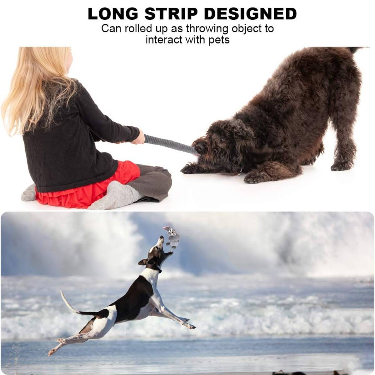 Plush Long Necked Squeaky Dog Toy Rabbit Interactive Tug of War Chew Toy