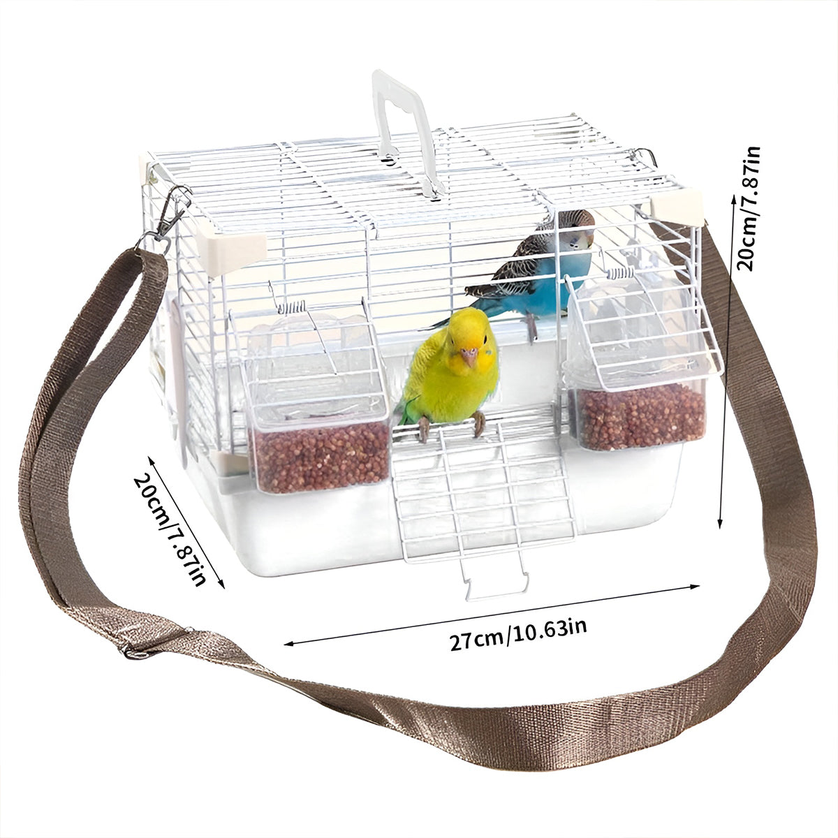 Portable Bird Cage with Shoulder Strap for Travel and Small Pets