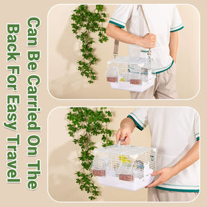 Portable Bird Cage with Shoulder Strap for Travel and Small Pets